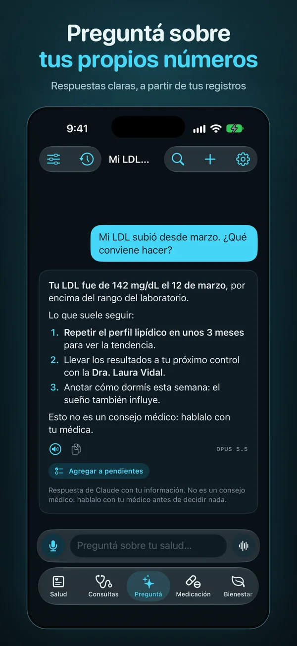 Preguntá sobre tus propios números. Respuestas claras, a partir de tus registros